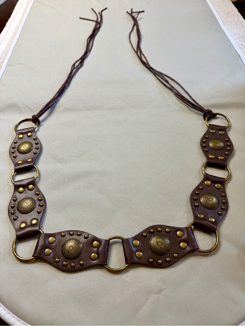 Boho Rivet Faux Leather Waist Belt - Brown